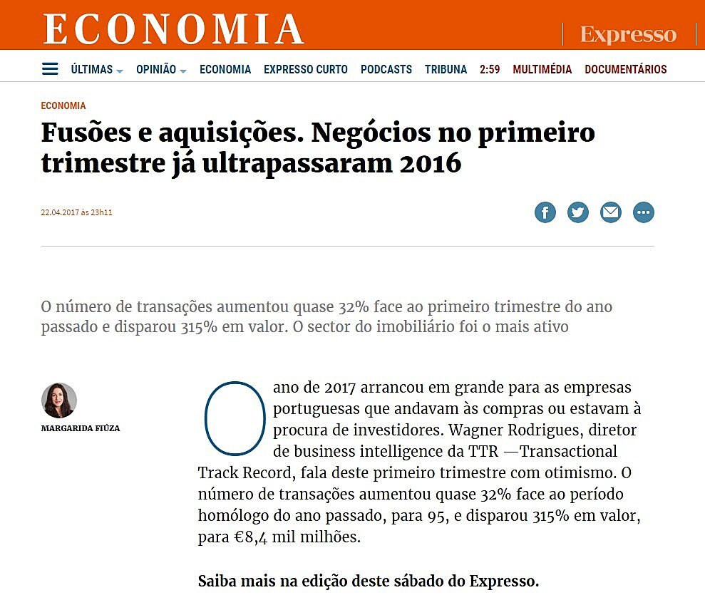 Fuses e aquisies. Negcios no primeiro trimestre j ultrapassaram 2016